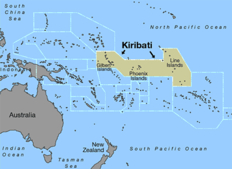 Kiribati map met grenzen